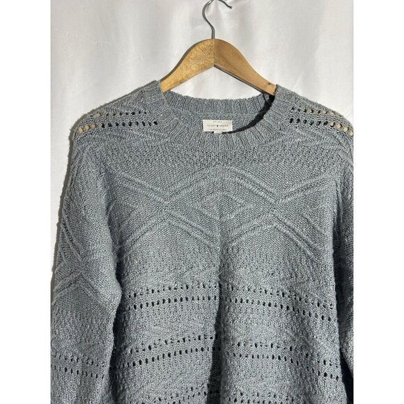 Lucky Brand Sweater Womens Petite Small Cable Knit Crew Neck Sea Foam Green - Picture 2 of 11